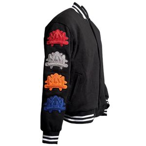 Men Varsity Jacket Wool Blend letterman Jacket Embroidered Patch Sleeves <b>Button</b> Front Streetwear College Style Coat - Product Image 3