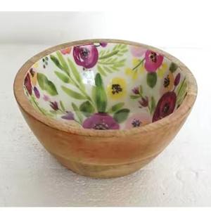 Tazón Redondo Grande de Madera Esmaltada de Alta Calidad para Servir Ensaladas, Sopas y Mezclar, Hecho a Mano, Ecológico, para Fiestas - Product Image 1