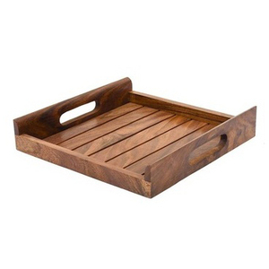 Bandeja de té de bambú de cocina de madera natural, bandeja de cama de cena, bandeja de servicio de Cubiertos de madera de bambú - Product Image 6