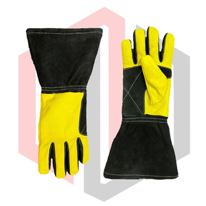 Gants de soudage en cuir, paume renforcée, 11 oz, 14 pouces, personnalisables, TIG MIG Stick, antistatiques, résistants à la déchirure, poignets droits - Product Image 4