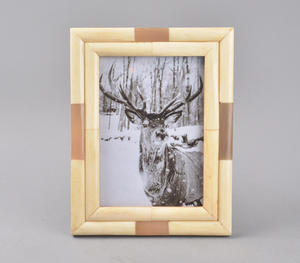 Handcrafted Bone And <b>Resin</b> Stripe Photo <b>Frame</b> Natural Beige And Brown Tones Desktop Display For Rustic Farmhouse Decor Unique - Product Image 5