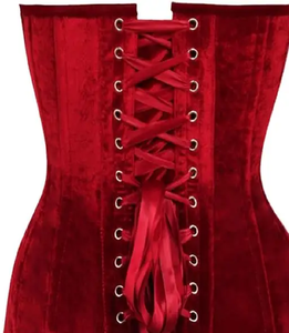 Shikra Corsés para mujer Cajón superior Terciopelo rojo oscuro Acero Deshuesado Overbust Corsé Curvy Burlesque Moda Corsé Cinta trasera Encaje - Product Image 6
