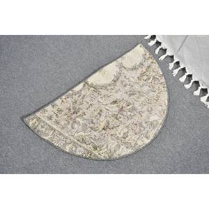 Alfombra turca de lana clásica Beige de 2,5x1,5 pies, diseño de retales para entrada, sala de estar, dormitorio, forma de pasillo Rectangular, látex - Product Image 4