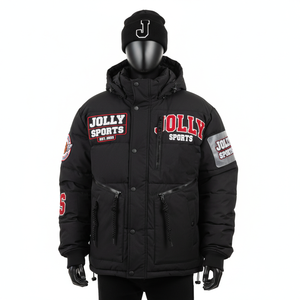 Veste bouffante épaisse de haute qualité manteau d'hiver coupe-vent tissu résistant à l'eau Logo personnalisé broderie Patch veste bouffante pour homme - Product Image 1