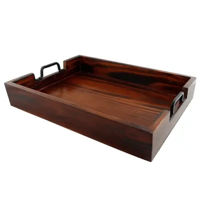 Plateau de service carré en bois élégant, dernier design pour la décoration de la maison et des hôtels, sans poignées - Product Image 2