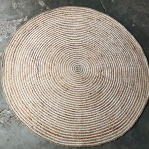 Tapis en jute et coton tressés à motif floral de style moderne, écologiques, adaptés aux animaux domestiques, antibactériens, antidérapants, fabriqués à la machine - Product Image 1