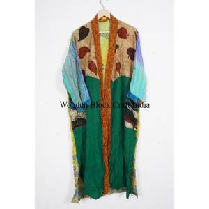 Bata de seda floral suave para mujer, kimono largo, vestido de fiesta bohemio de manga larga para verano y primavera, venta al por mayor - Product Image 4