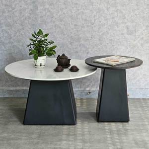 Table basse minimaliste à emboîter avec plateau en marbre et pieds en fer pour salon et entrée - Product Image 3
