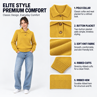 Automne mode personnalisé femmes col boutonné pull pull FNJIA décontracté surdimensionné tricoté avec Logo avant Position