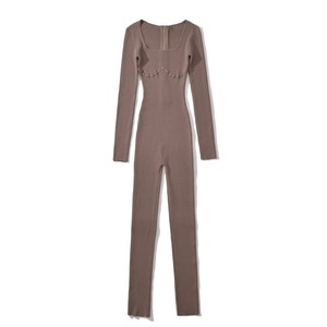 Mono Deportivo Casual de Yoga para Mujer, de una Pieza, Manga Larga, Color Sólido, Cierre Trasero, Transpirable, Material de Punto 100% - Product Image 3