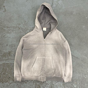 Sweat à capuche zippé pour homme, poids lourd, personnalisé, style Y2k, délavé à l'acide, décoloré par le soleil, en coton, fabricant de sweats à capuche vierges - Product Image 3
