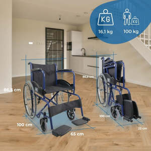 Alcazaba Mobiclinic Silla de ruedas manual azul Reposabrazos y reposapiés fijos grandes y resistentes Diseño plegable - Product Image 5