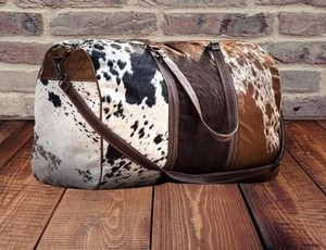 Bolsa de lona extra grande 100% cuero de vaca puro tricolor cuero genuino viaje gimnasio Weekender Bolsa De noche cremallera de calidad Premium - Product Image 5