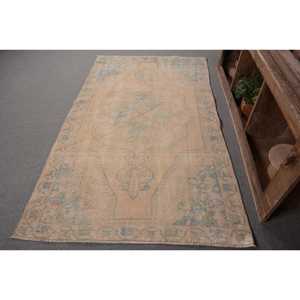 Vintage 4.5 X 7.1ft tapis turc Beige bleu classique grande surface Rectangle motif abstrait laine Latex pour couloir chambre décor - Product Image 1