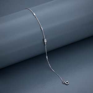 92.5 <b>Silver</b> Tennis <b>Bracelet</b> with Emerald Cut Diamond and Key Pattern Rhodium Plated Gold <b>Charm</b> Ethnic Style for Gift - Product Image 2