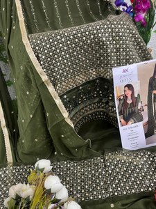 Nuevo exclusivo AFGHAN especial de tres piezas Salwar Kameez bloque de mano impreso Multi piedra y Diamante trabajo listo para comprar para boda - Product Image 5