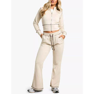 Conjuntos Deportivos de Moda para Invierno, Talla Grande, con Cremallera Delantera, Forro Polar Grueso de Algodón, Diseño Personalizado, Ropa Deportiva para Mujer, 2 Piezas - Product Image 1