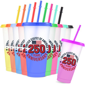 <span class=keywords><strong>Gobelets</strong></span> en plastique personnalisables avec logo, changeant de couleur à l'eau froide, pour le 4 juillet, souvenir du 250e anniversaire américain - Product Image 1