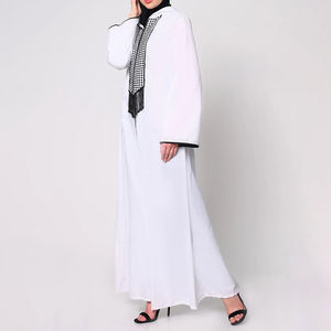 Dames en gros modeste musulman Abaya classique style ouvert perles embellissements lavande Aura couleur unie simple élément de mode - Product Image 4