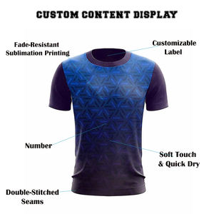 Camiseta Azul Marino Personalizada para Hombre |   Camiseta con estampado geométrico de triángulos |   Camiseta Deportiva Sublimada |   Ropa de Entrenamiento al por Mayor - Product Image 3