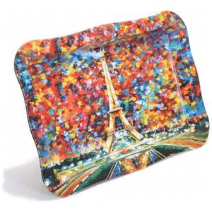 Bandeja de metal rectangular elegante de 238x358mm con borde ondulado Afremov Plato de servicio estilo París hecho de nácar - Product Image 3