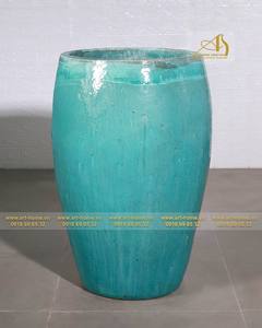 Blue-Green <b>Glazed</b> Ceramic <b>Pot</b> GL074-AQ for Home Decor for <b>Plants</b> Garden Miniature Landscapes - Product Image 3