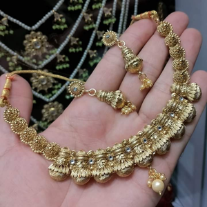 Nouveau design de bijoux de mariée indiens traditionnels plaqués or 18 carats de haute qualité Collier ras du cou paon de luxe avec boucles d'oreilles - Product Image 2