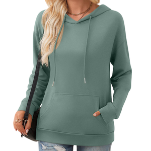 Classic Everyday Casual Streetwear Drop Shoulder Figures Sudaderas con capucha ecológicas transpirables Sudadera con capucha de punto para mujer - Product Image 4