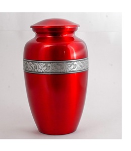 Urna de cremación de aluminio grabada en plata para cenizas humanas Adulto-Urna de almacenamiento de cenizas conmemorativas funerarias hechas a mano-Bolsa incluida roja - Product Image 4