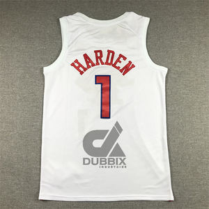 Maillot de basket rétro en maille en gros, personnalisable, pour homme, Harden 1, Iverson 3, Embiid 21, vêtements de sport respirants, logo XS - Product Image 5