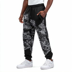 Jogging surdimensionné avec strass pour hommes |   Pantalons de survêtement en molleton à jambes larges |   Pantalon d'hiver baggy délavé à l'acide - Product Image 3