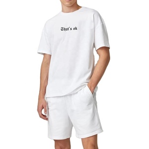 Conjuntos cortos para hombre con logotipo personalizado 2024, conjuntos de 2 piezas de algodón 100%, chándales de verano a la moda al por mayor, Conjunto de camiseta y pantalones cortos informales OEM - Product Image 1