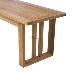 Mobilier de table minimaliste adapté à la table à manger intérieure ou extérieure en bois de teck solide et durable - Product Image 6