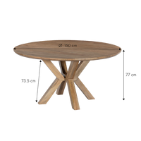 Mesa de comedor redonda de madera de mango