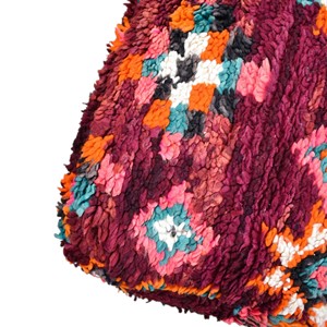 Pouf carré bohème en coton fait main, coussin ottoman marocain floral rouge vin, décoration multifonctionnelle pour salon - Product Image 3