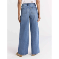 Jean évasé taille haute pour femme, 100% coton, design OEM sur mesure, denim délavé, stock excédentaire du Bangladesh, collection Printemps