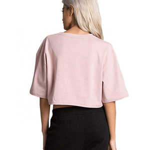 Tops courts décontractés de couleur unie, simples, respirants, à manches courtes, en gros, t-shirt court personnalisé pour femmes - Product Image 6