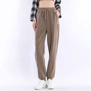 Pantalon cargo d'été pour femme, devant plat, cordon de serrage, 100% coton, anti-froissement, séchage rapide, avec poches, prix de gros - Product Image 3
