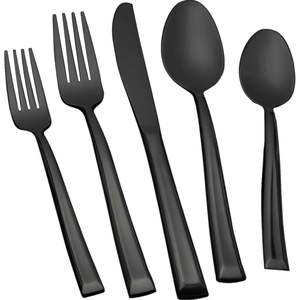 Ensemble de couverts en acier inoxydable de qualité supérieure résistant à la rouille durable passe au lave-vaisselle couverts en métal élégants pour les restaurants de mariage - Product Image 1