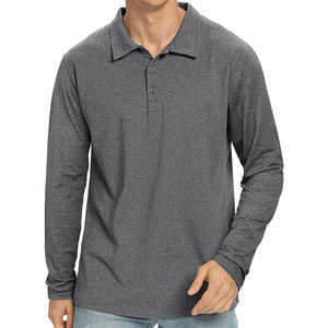 Personalizado transpirable y cómodo desgaste 100% algodón largo, manga corta, antiarrugas, camisetas polo para hombres - Product Image 1