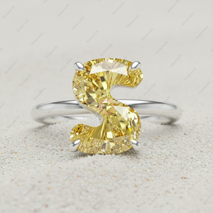 Original Christmas gifts ideas Fancy Yellow Alphabet Cut dad wife Personalized <b>Unique</b> Diamond <b>Ring</b> Jewellery under 99 for 2025 - Product Image 2