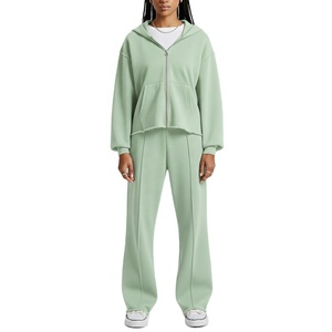 Ensemble deux pièces pour femmes tendance, logo personnalisé, sweat-shirt uni, molleton lourd, capuche d'hiver avec design personnalisé - Product Image 1