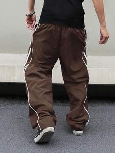 Pantalon baggy pour hommes Y2K Pantalon de survêtement cargo surdimensionné unisexe Poches Passepoil contrasté Cordon de serrage Plat devant Style tendance pour hommes - Product Image 6