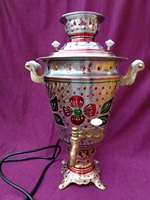 Théière Samovar en cuivre à 3 lumières et bouilloire ciseau à charbon sculpté en métal