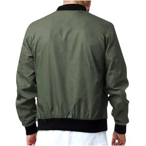 Veste de vol bombardier à col montant pour hommes de haute qualité hiver épais solide fermeture éclair complète Logo personnalisé Appliques enduits vente en gros - Product Image 3