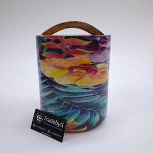 Pot à fruits sec en bois hermétique élégant avec impression en émail et poignée courbe Tradebyd - Product Image 6