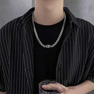 Collar Doble de Plata de Ley con Cadena Gruesa Estilo Cubano, con Detalles de Diamantes, Chapado en Plata, Estilo Hip Hop para Hombre - Product Image 3