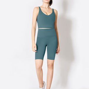 2024 OEM personnalisé Gym Fitness Yoga vêtements actifs ensemble sans couture Legging soutien-gorge Yoga costume sport actif Shorts deux pièces Yoga ensemble quantité minimale de commande 2 pièces - Product Image 1