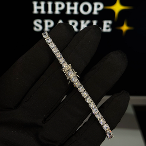 4mm Iced Out Tennis Bracelet 925 Sterling Silver Moissanite Diamond Hip Hop Jewelry Luxury Chain Bracelet for <b>Men</b> Women - Product Image 2