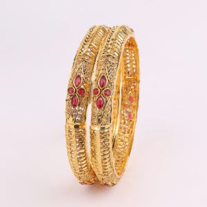 <b>Antique</b> Traditional Women's <b>Gold</b>-Plated <b>Bangles</b> Copper Brass Chapado En Oro Oro Laminado Special Occasion Gift - Product Image 1